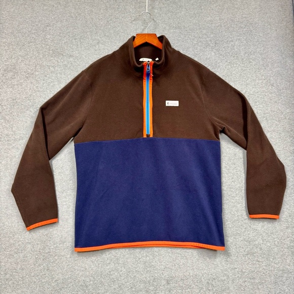 Cotopaxi Fleece Pullover Men’s Large Brown / Navy Half-Zip Retro Outdoor - Picture 1 of 7